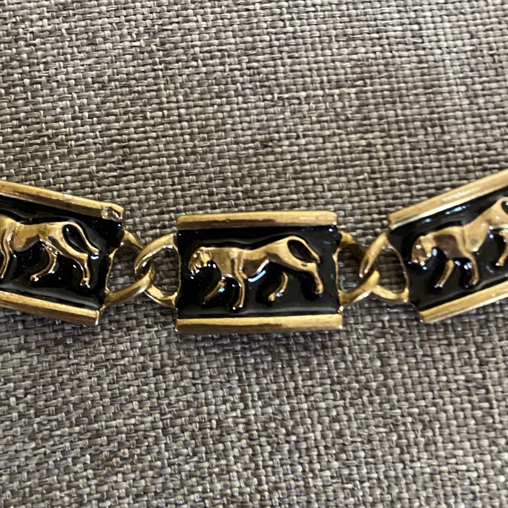 Gold and Black Panther Link Bracelet - Women's Jewelry